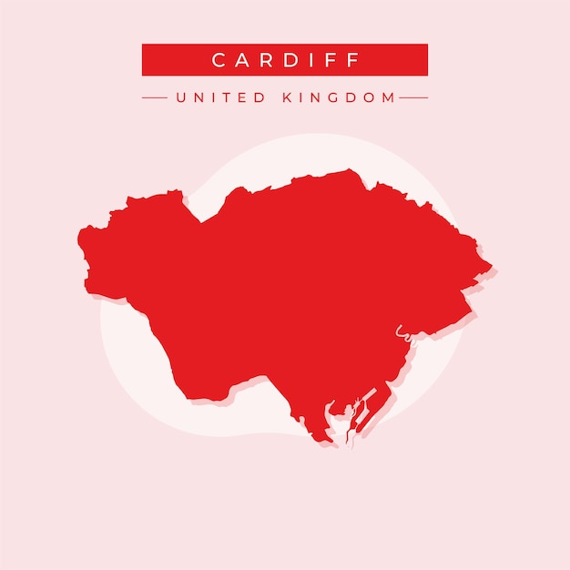 Ilustración vectorial del vector del mapa de Cardiff Reino Unido