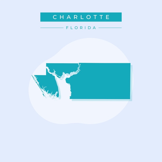Ilustración vectorial del vector del mapa de Charlotte en Florida