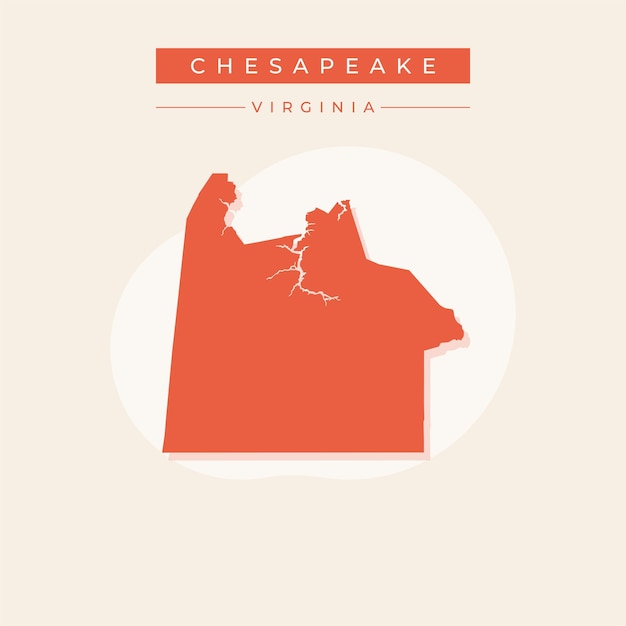 Ilustración vectorial del vector del mapa de Chesapeake en Virginia