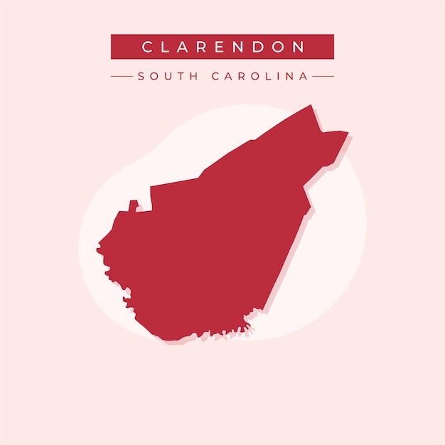 Ilustración vectorial del vector del mapa de Clarendon en Carolina del Sur