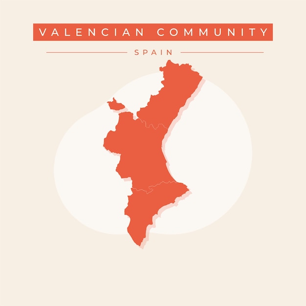 Ilustración vectorial vector del mapa de la Comunidad Valenciana España