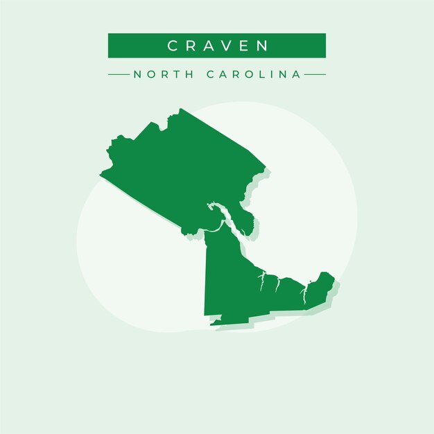 Ilustración vectorial del vector del mapa de Craven en Carolina del Norte