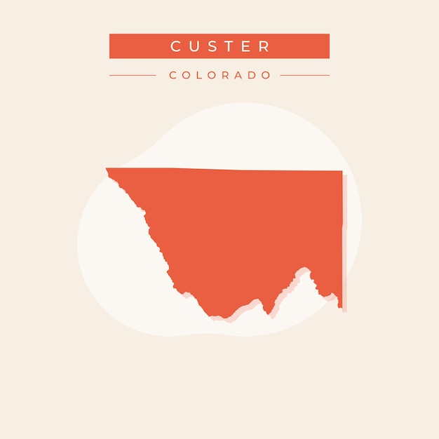 Vector ilustración vectorial del vector del mapa de custer en colorado