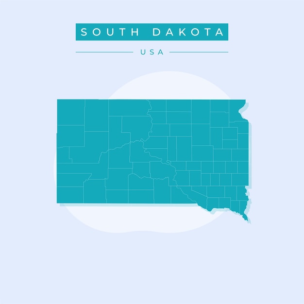 Ilustración vectorial del vector del mapa de Dakota del Sur Dakota del Sur