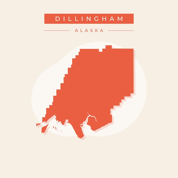 Vector ilustración vectorial del vector del mapa de dillingham en alaska