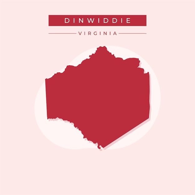 Ilustración vectorial del vector del mapa de Dinwiddie en Virginia