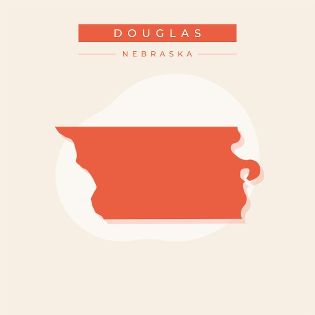 Ilustración vectorial del vector del mapa de Douglas en el estado de Nebraska