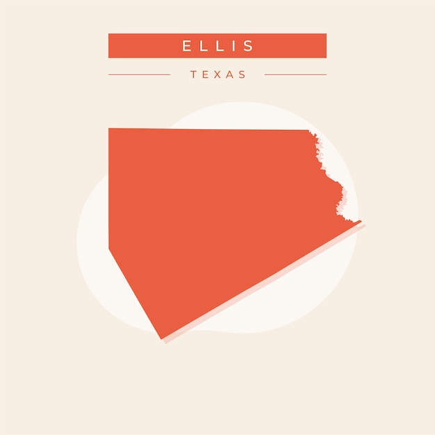 Ilustración vectorial del vector del mapa de Ellis en Texas