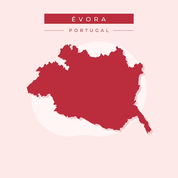 Ilustración vectorial del vector del mapa de Evora de Portugal