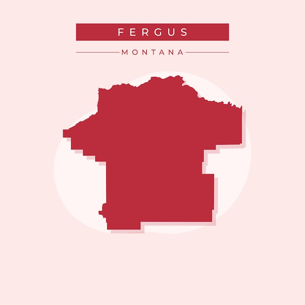 Ilustración vectorial del vector del mapa de Fergus en el estado de Montana