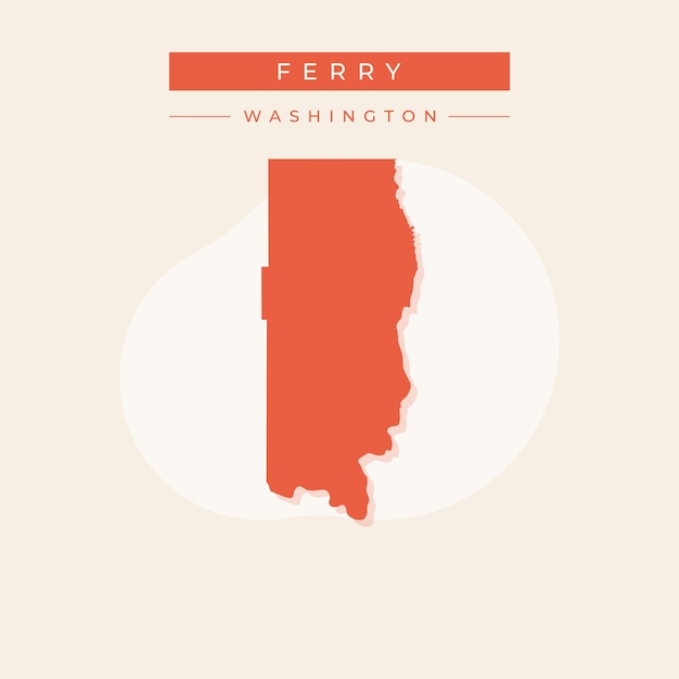 Ilustración vectorial del vector del mapa de Ferry en Washington