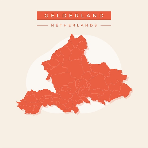 Ilustración vectorial del vector del mapa de Gelderland en los Países Bajos