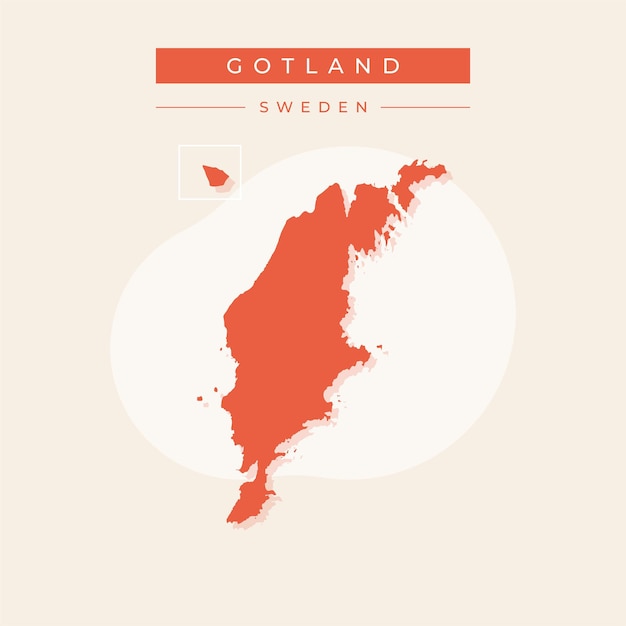 Ilustración vectorial del vector del mapa de Gotland en Suecia