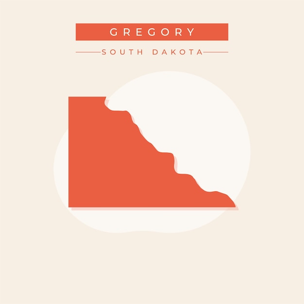 Ilustración vectorial del vector del mapa de Gregory en Dakota del Sur
