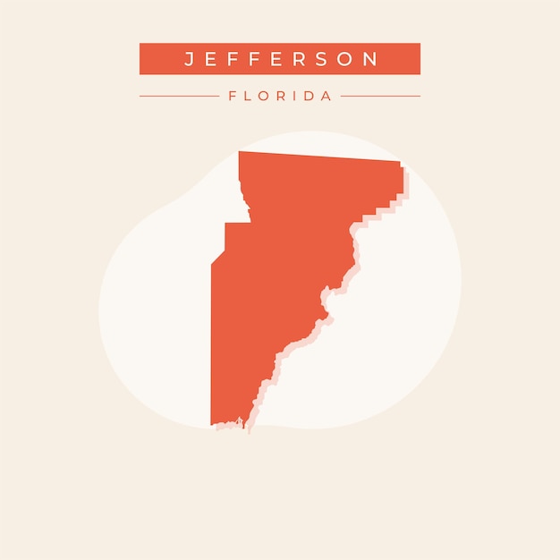 Ilustración vectorial del vector del mapa de Jefferson en Florida