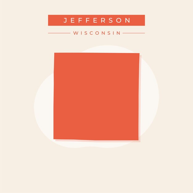 Ilustración vectorial del vector del mapa de Jefferson en Wisconsin