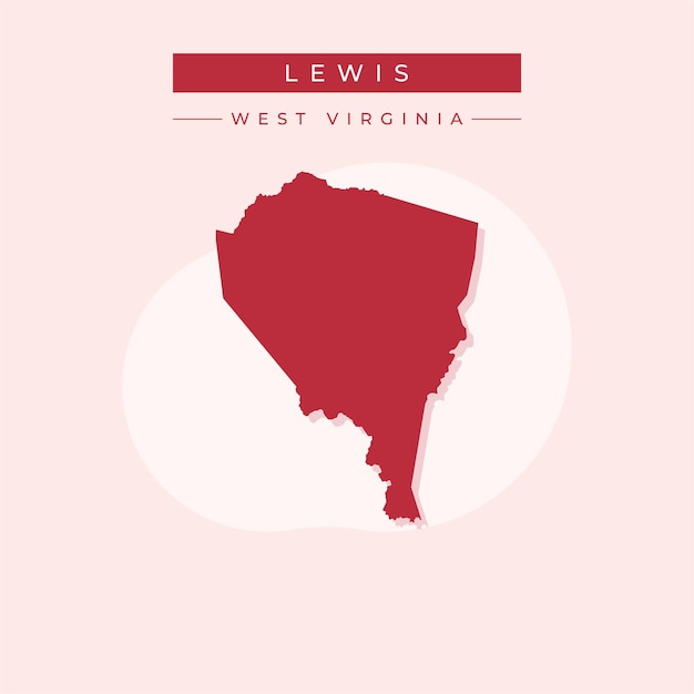 Ilustración vectorial del vector del mapa de Lewis en Virginia Occidental