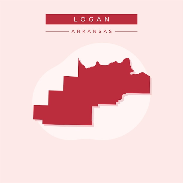 Ilustración vectorial del vector del mapa de Logan en el estado de Arkansas