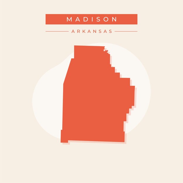 Ilustración vectorial del vector del mapa de Madison en el estado de Arkansas