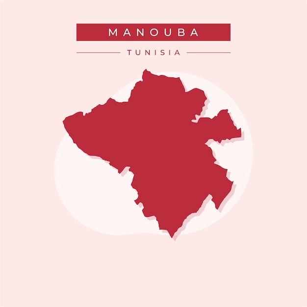 Ilustración vectorial del vector del mapa de Manouba en Túnez
