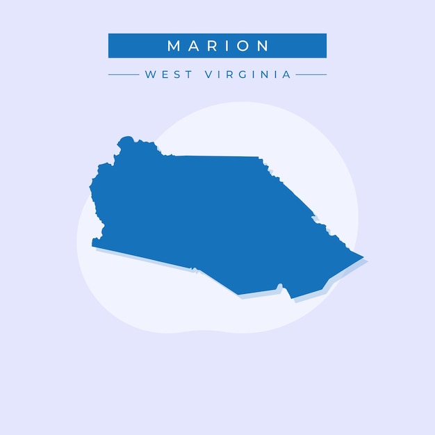 Ilustración vectorial del vector del mapa de Marion en Virginia Occidental