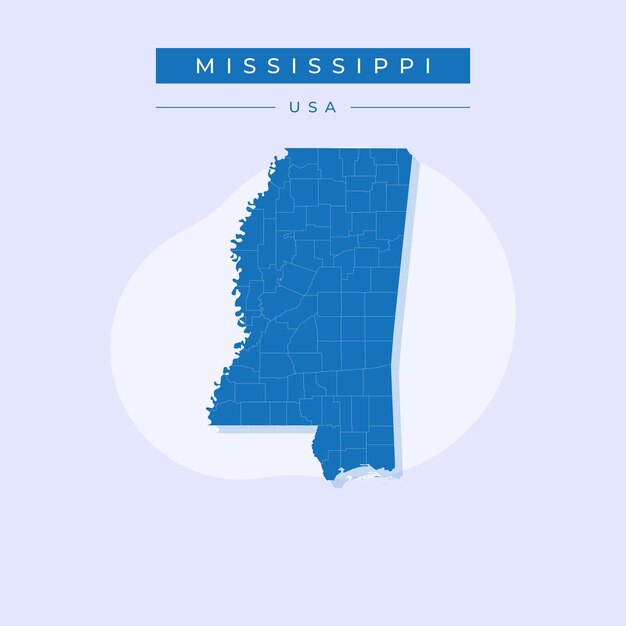 Ilustración vectorial del vector del mapa de Misisipi Misisipi