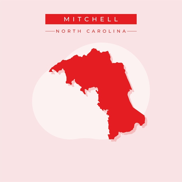 Ilustración vectorial del vector del mapa de Mitchell en Carolina del Norte