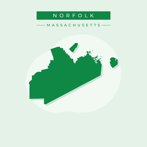Ilustración vectorial del vector del mapa de Norfolk en Massachusetts
