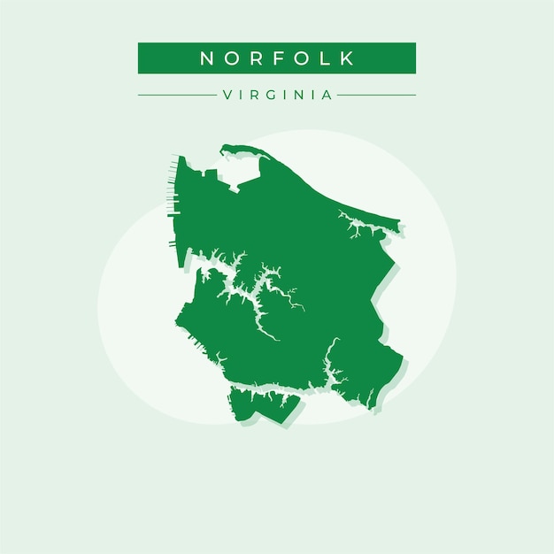 Ilustración vectorial del vector del mapa de Norfolk en Virginia