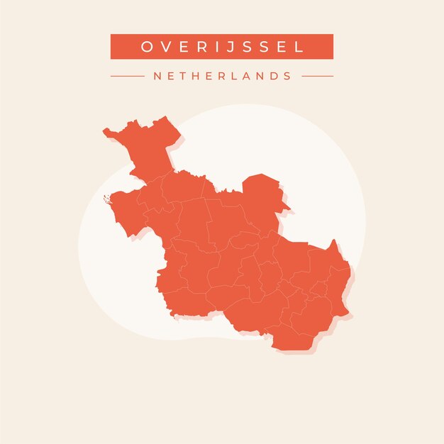 Ilustración vectorial del vector del mapa de Overijssel en los Países Bajos