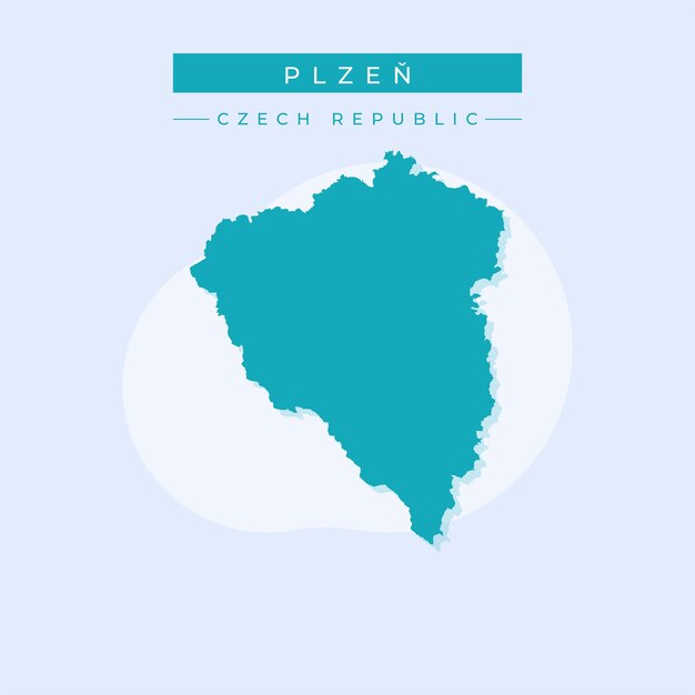 Ilustración vectorial del vector del mapa de Plzen en la República Checa