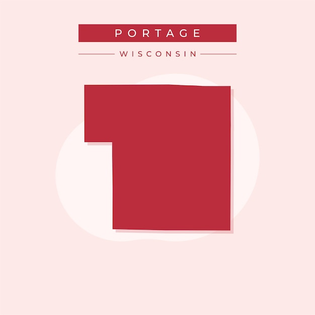 Ilustración vectorial del vector del mapa de Portage en Wisconsin