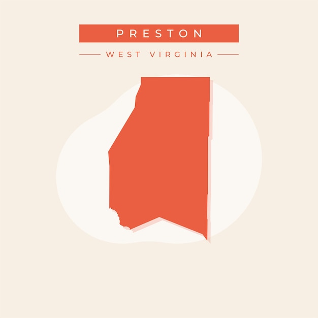 Ilustración vectorial del vector del mapa de Preston en Virginia Occidental
