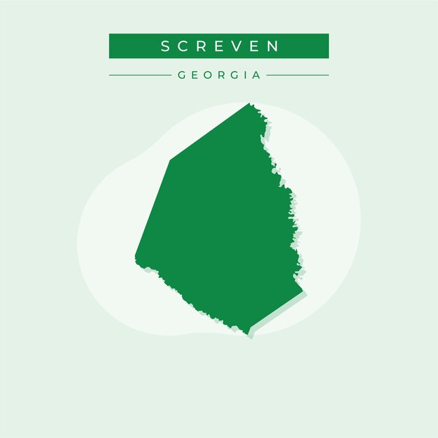 Ilustración vectorial del vector del mapa de Screven en Georgia