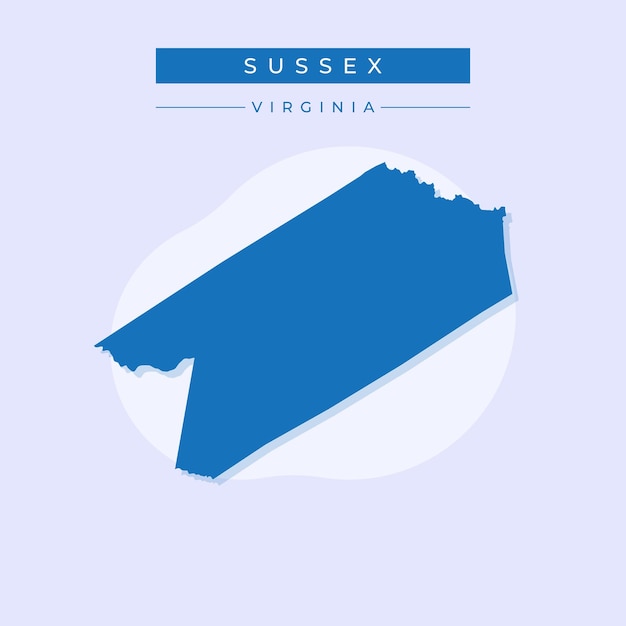 Ilustración vectorial del vector del mapa de Sussex en Virginia