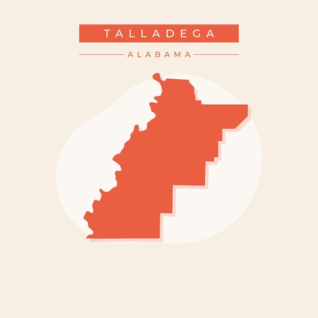 Ilustración vectorial del vector del mapa de talladega en alabama