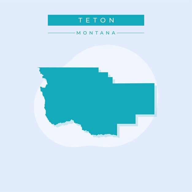 Ilustración vectorial del vector del mapa de Teton en Montana
