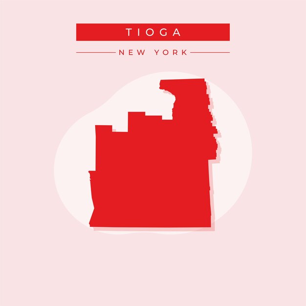 Ilustración vectorial del vector del mapa de Tioga en Nueva York