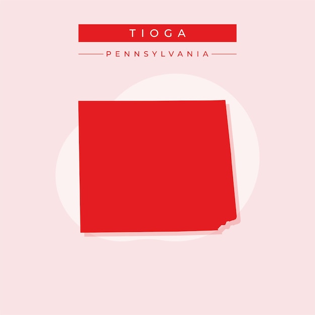 Ilustración vectorial del vector del mapa de Tioga en Pensilvania