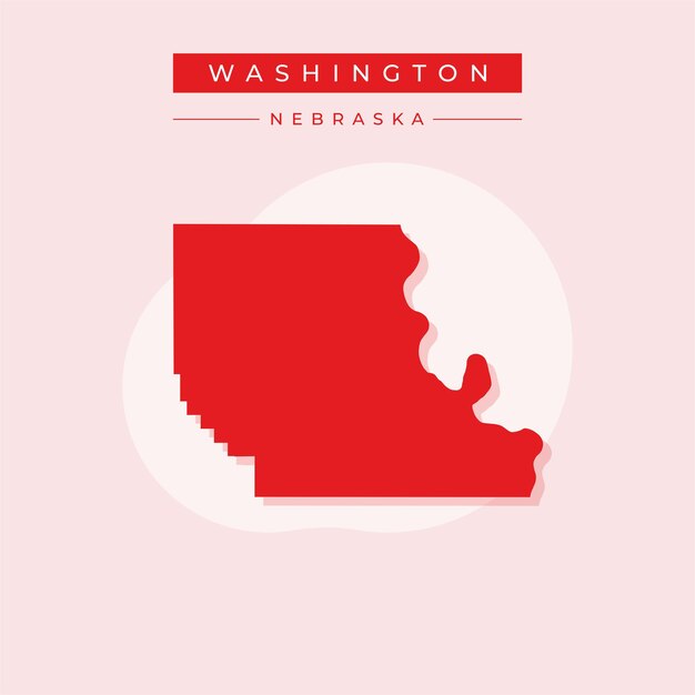 Ilustración vectorial del vector del mapa de Washington en el estado de Nebraska