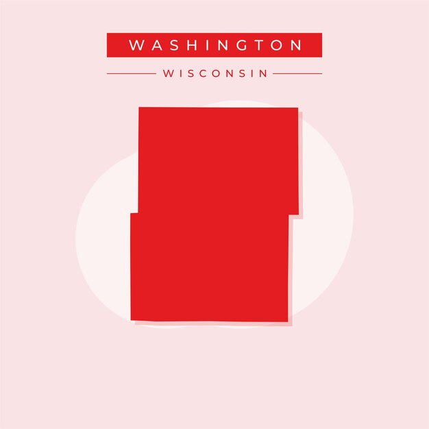 Ilustración vectorial del vector del mapa de Washington en el estado de Wisconsin