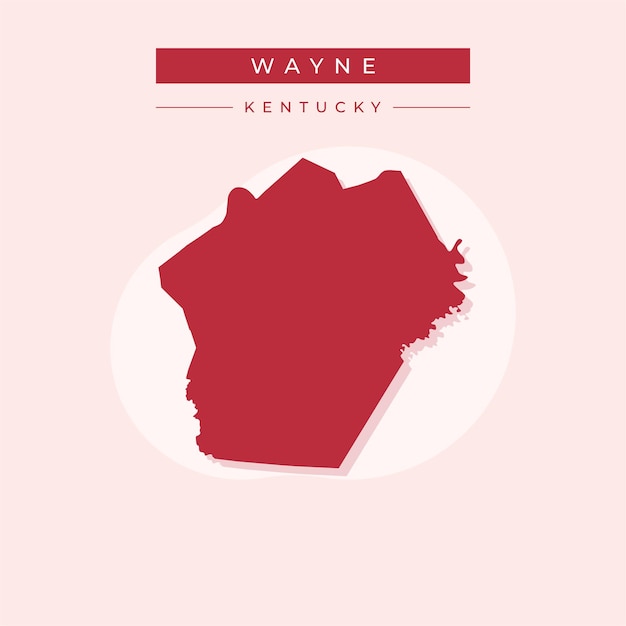 Ilustración vectorial del vector del mapa de Wayne en el estado de Kentucky