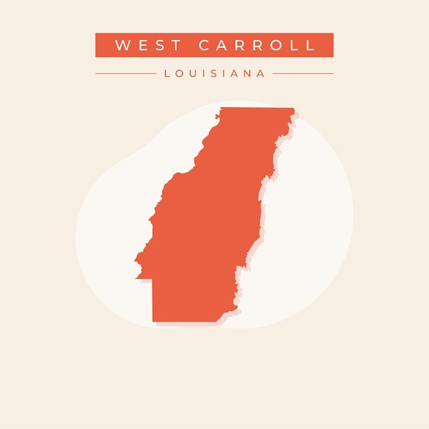 Ilustración vectorial del vector del mapa de West Carroll de Luisiana
