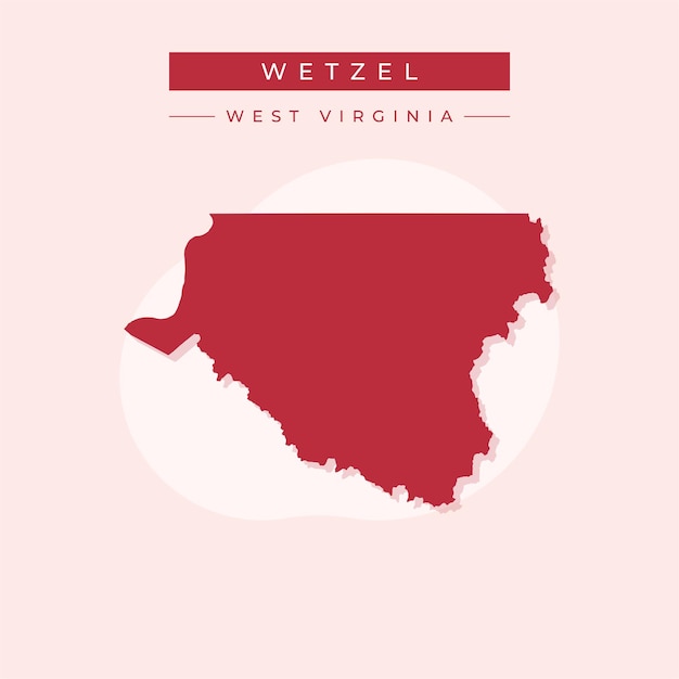 Ilustración vectorial del vector del mapa de Wetzel en Virginia Occidental