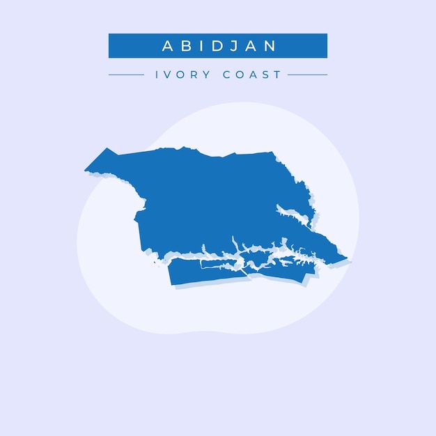 Ilustración vectorial vectorial del mapa de Abidjan Costa de Marfil