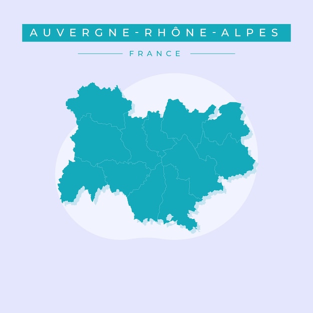 Ilustración vectorial vectorial del mapa de AuvergneRhoneAlpes Francia