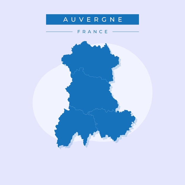 Ilustración vectorial vectorial del mapa de Auvernia Francia