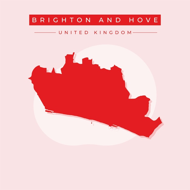 Vector ilustración vectorial vectorial del mapa de brighton y hove reino unido