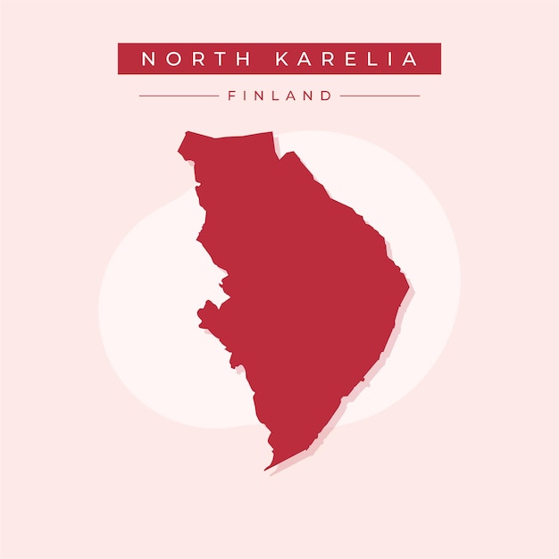 Ilustración vectorial vectorial del mapa de Carelia del Norte de Finlandia