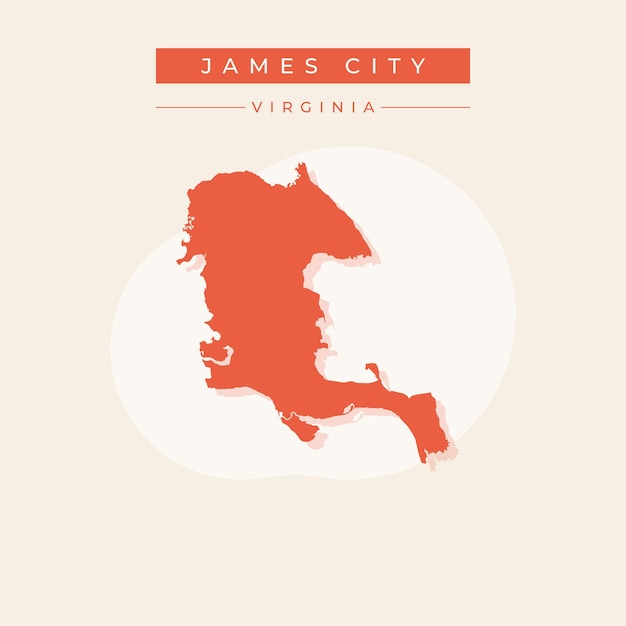 Ilustración vectorial vectorial del mapa de la ciudad de James Virginia